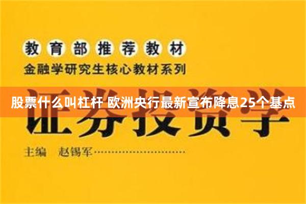 股票什么叫杠杆 欧洲央行最新宣布降息25个基点