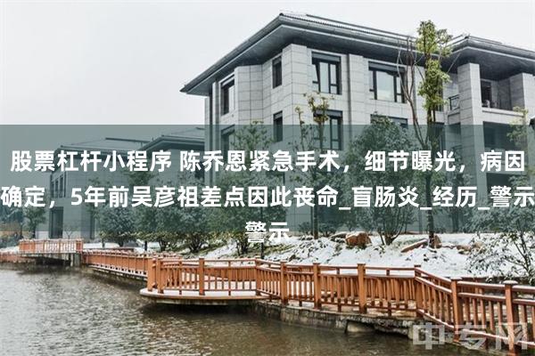 股票杠杆小程序 陈乔恩紧急手术，细节曝光，病因确定，5年前吴彦祖差点因此丧命_盲肠炎_经历_警示