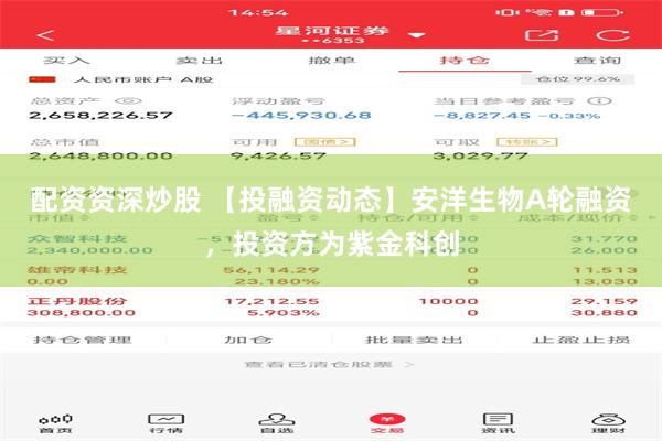 配资资深炒股 【投融资动态】安洋生物A轮融资，投资方为紫金科创