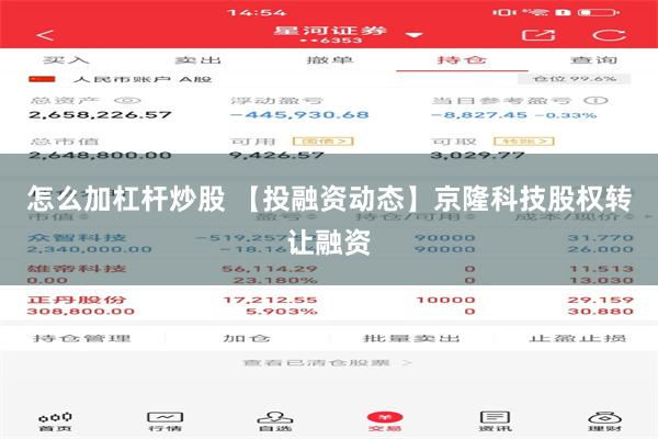 怎么加杠杆炒股 【投融资动态】京隆科技股权转让融资